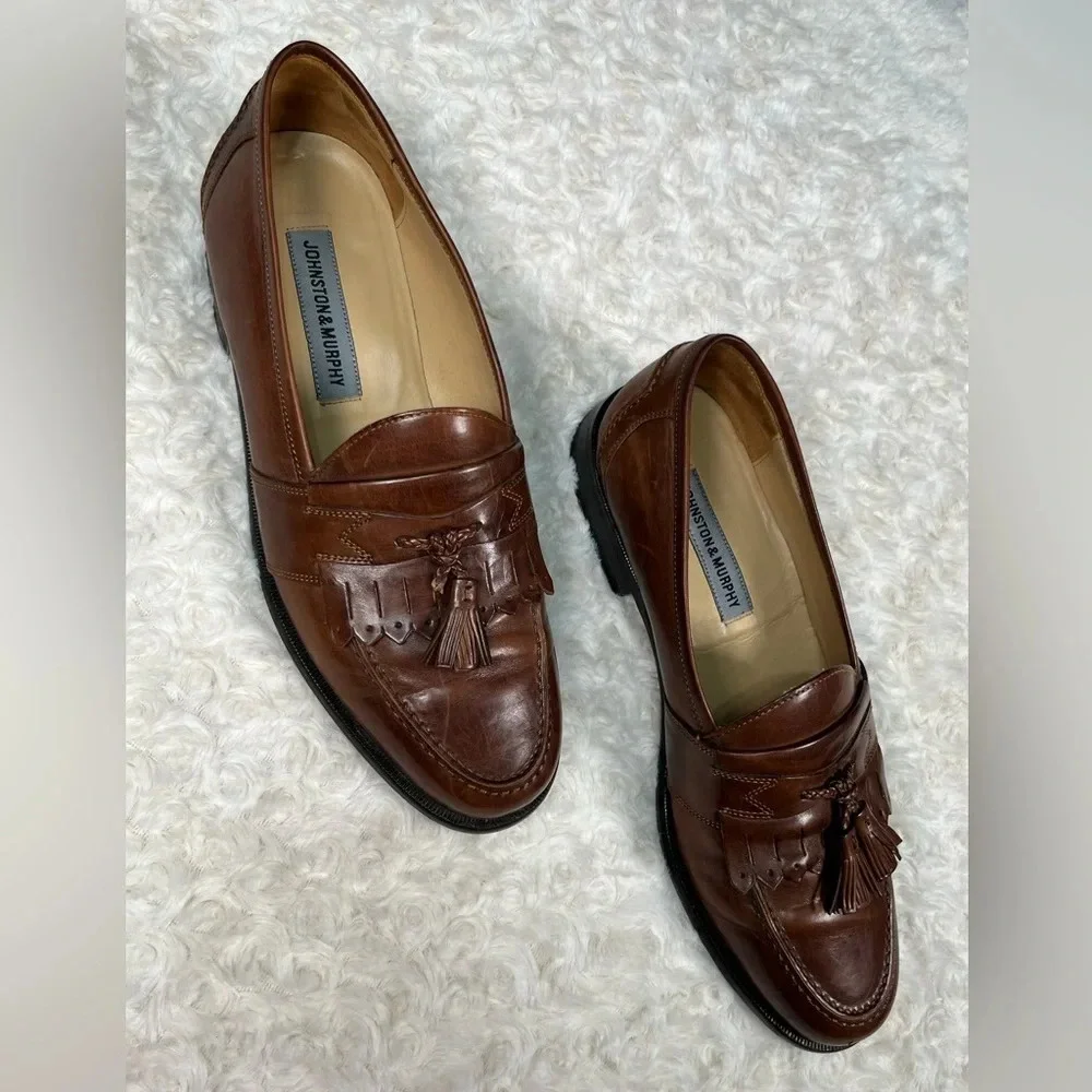 Johnston & Murphy | Brown Moc Toe Slip On Dress Kiltie Tassel Loafers